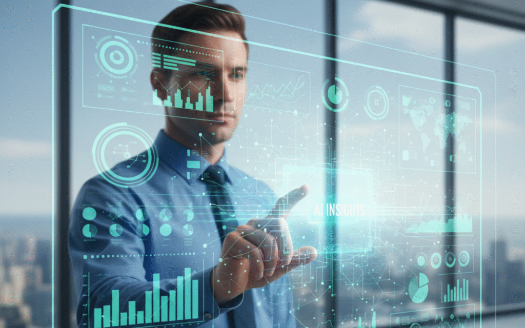 Person engaging with AI technology, representing enterprise value from AI and business process optimization
