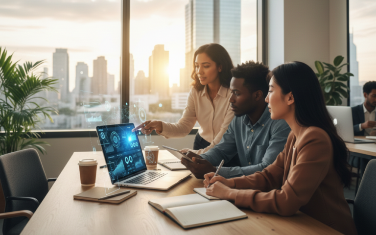 Seed stage AI startup team discussing strategy, AI dashboards, and VC funding in 2026